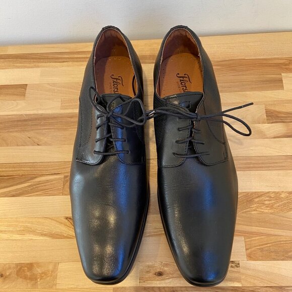 Florsheim Mens Black Leather Oxford Dress Shoe Size 7.5 Lace-Up Formal plain toe - Picture 4 of 16